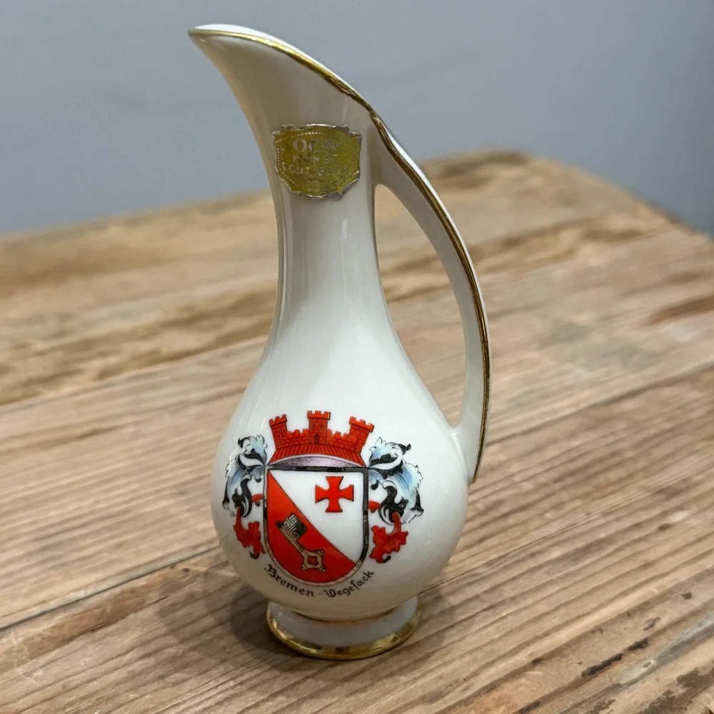 Vintage O&A Bavaria Porcelain Bremen-Vegesack Coat of Arms Mini Pitcher 126/1